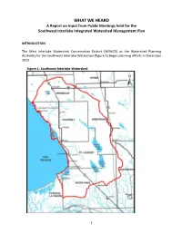 WHAT WE HEARD a Report on Input from Public Meetings Held for the Southwest Interlake Integrated Watershed Management Plan
