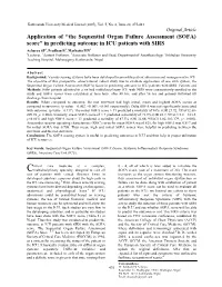 Application of the Sequential Organ Failure Assessment (SOFA)