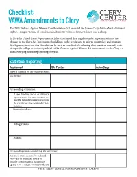 Checklist: VAWA Amendments to Clery