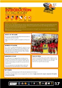 Introduction to Tag Rugby Resources / Worksheets Required