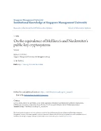 On the Equivalence of Mceliece's and Niederreiter's Public-Key Cryptosystems Y