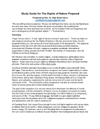 Study Guide for the Rights of Nature Proposal Prepared by Rev