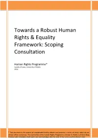 Towards a Robust Human Rights & Equality Framework: Scoping Consultation