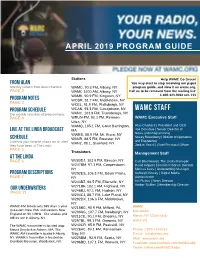 WAMC Staff Our Weekly Schedule of Programming