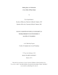 A Case Study of Project Space by Tracy Ann Stefanucci Bachelor Of
