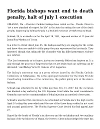 Florida Bishops Want End to Death Penalty, Halt of July 1 Execution
