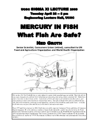 MERCURY in FISH What Fish Are Safe?