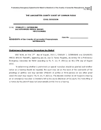 Preliminary Emergency Injunction for Relief, October 28, 2009