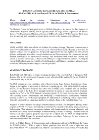 Programs at Ncbs, Bangalore and Dbs, Mumbai