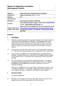 Report to Regulatory Committee – Development Control