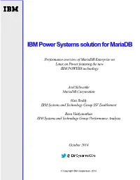 IBM Power Systems Solution for Mariadb
