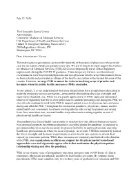 Joint Letter to CMS to Sunset Waivers When PHE Concludes