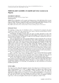 Multi-Decadal Variability of Rainfall and Water Resources in Nigeria