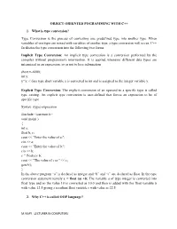 Object Oriented Pogramming with C++