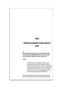 Sudan Arming the Perpetrators of Grave Abuses in Darfur