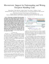 Support for Understanding and Writing Exception Handling Code