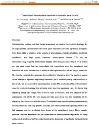 The Timing of Transcriptional Regulation in Synthetic Gene Circuits Yu-Yu