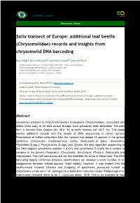 Additional Leaf Beetle (Chrysomelidae) Records and Insights from Chrysomelid DNA Barcoding