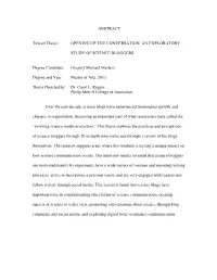 AN EXPLORATORY STUDY of SCIENCE BLOGGERS Degree Candidate