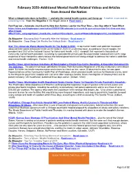 February 2020–Additional Mental Health Related Videos and Articles from Around the Nation