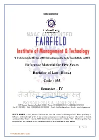Reference Material for Five Years Bachelor Of