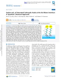 Surface Pka of Saturated Carboxylic Acids at the Air/Water Interface