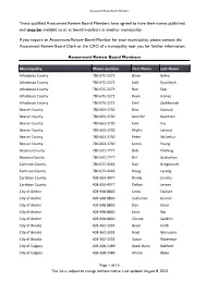 These Qualified Assessment Review Board Members Have Agreed to Have Their Names Published, and May Be Available to Sit As Board Members in Another Municipality
