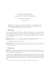 Topological Graph Theory Lecture 16-17 : Width of Embeddings