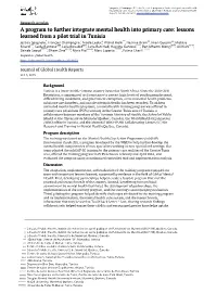 A Program to Further Integrate Mental Health Into Primary Care: Lessons Learned from a Pilot Trial in Tunisia