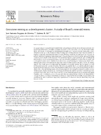 Gemstone Mining As a Development Cluster a Study of Brazil's Emerald