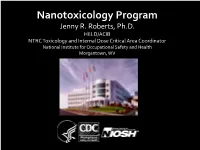 Nanotoxicology Program Jenny R