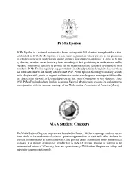 Pi Mu Epsilon MAA Student Chapters