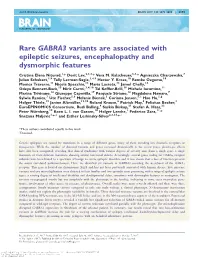 Rare GABRA3 Variants Are Associated with Epileptic Seizures, Encephalopathy and Dysmorphic Features
