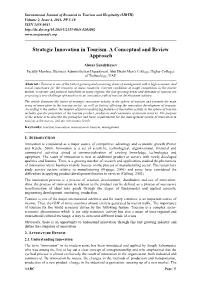 Strategic Innovation in Tourism. a Conceptual and Review Approach