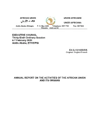 Annual Report on the Activities of the Union and Its