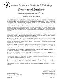 Certificate of Analysis