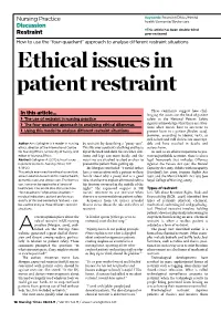 Ethical Issues in Patient Restraint