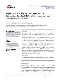 Exploratory Study on the Impact of the Transition to IAS/IFRS on Moroccan Groups —Case of Performance Indicators