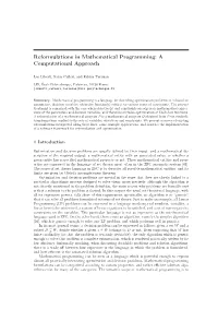 Reformulations in Mathematical Programming: a Computational Approach