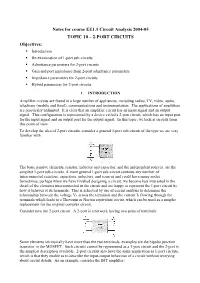 2-PORT CIRCUITS Objectives