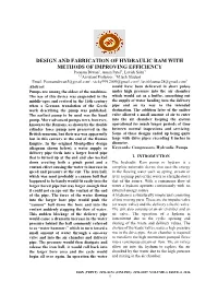 Design and Fabrication of Hydraulic Ram with Methods Of