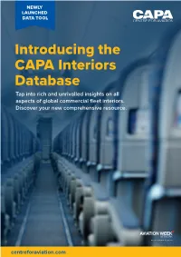 Introducing the CAPA Interiors Database Tap Into Rich and Unrivalled Insights on All Aspects of Global Commercial Fleet Interiors
