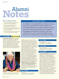 Spring 2020 Alumni Class Notes