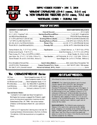Vermont Catamounts (13-4-1 Overall, 5-3-1 Hea))) Vs