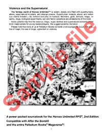 Violence and the Supernatural a Power Packed Sourcebook for The
