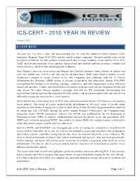 Ics-Cert - 2010 Year in Review