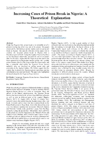 Increasing Cases of Prison Break in Nigeria: a Theoretical Explanation