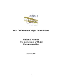 National Plan for the Centennial of Flight Commemoration