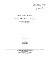 The Use of Rural Radio to Test and Diffuse Extension Messages