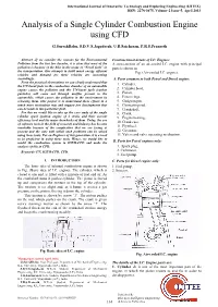 Analysis of a Single Cylinder Combustion Engine Using CFD